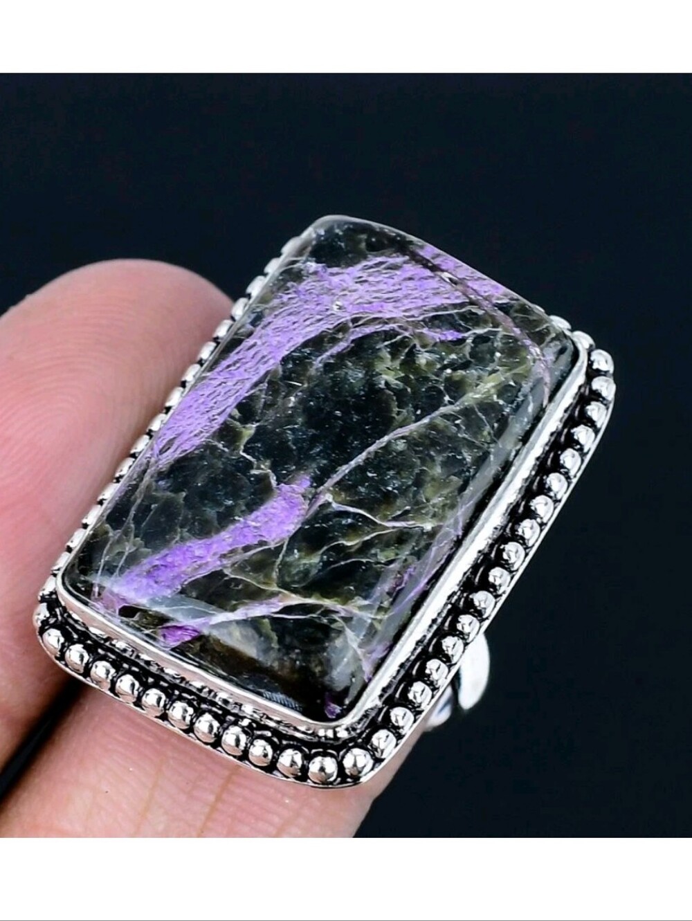 Purpurite Gemstone 925 Sterling Silver Handmade Ring